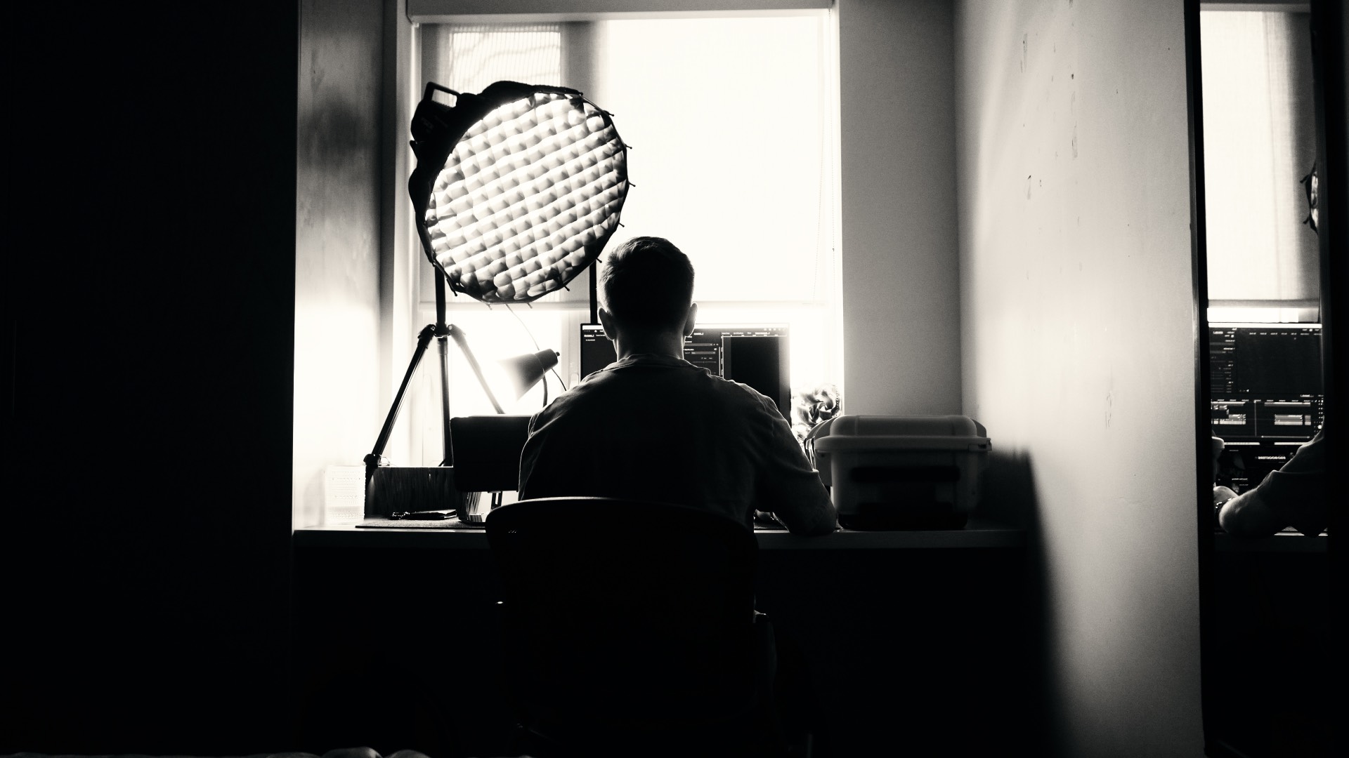 Logan at the edit suite